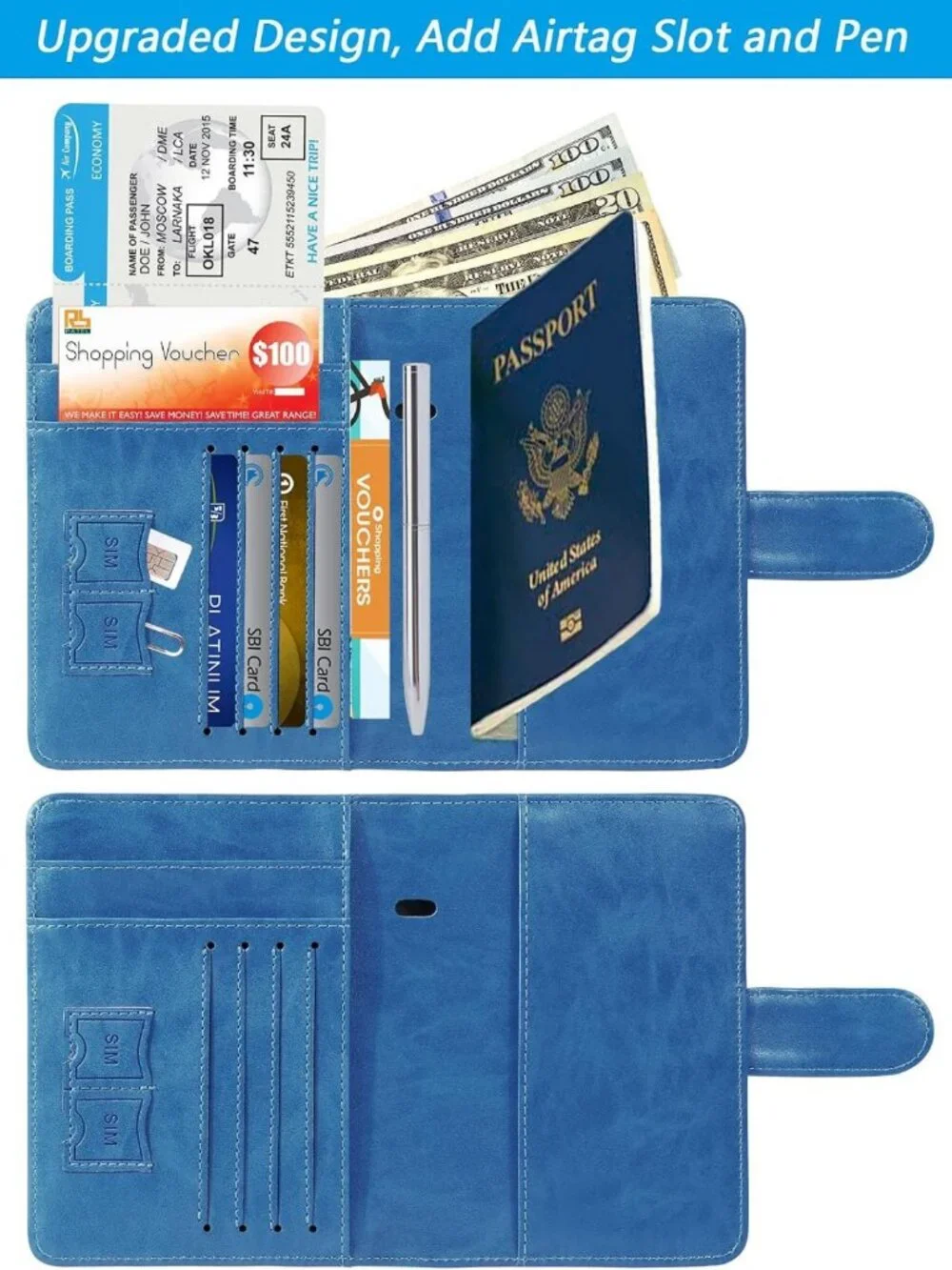RFID Blocking Passport Holder Wallet with Airtag Slot | Travel Essentials